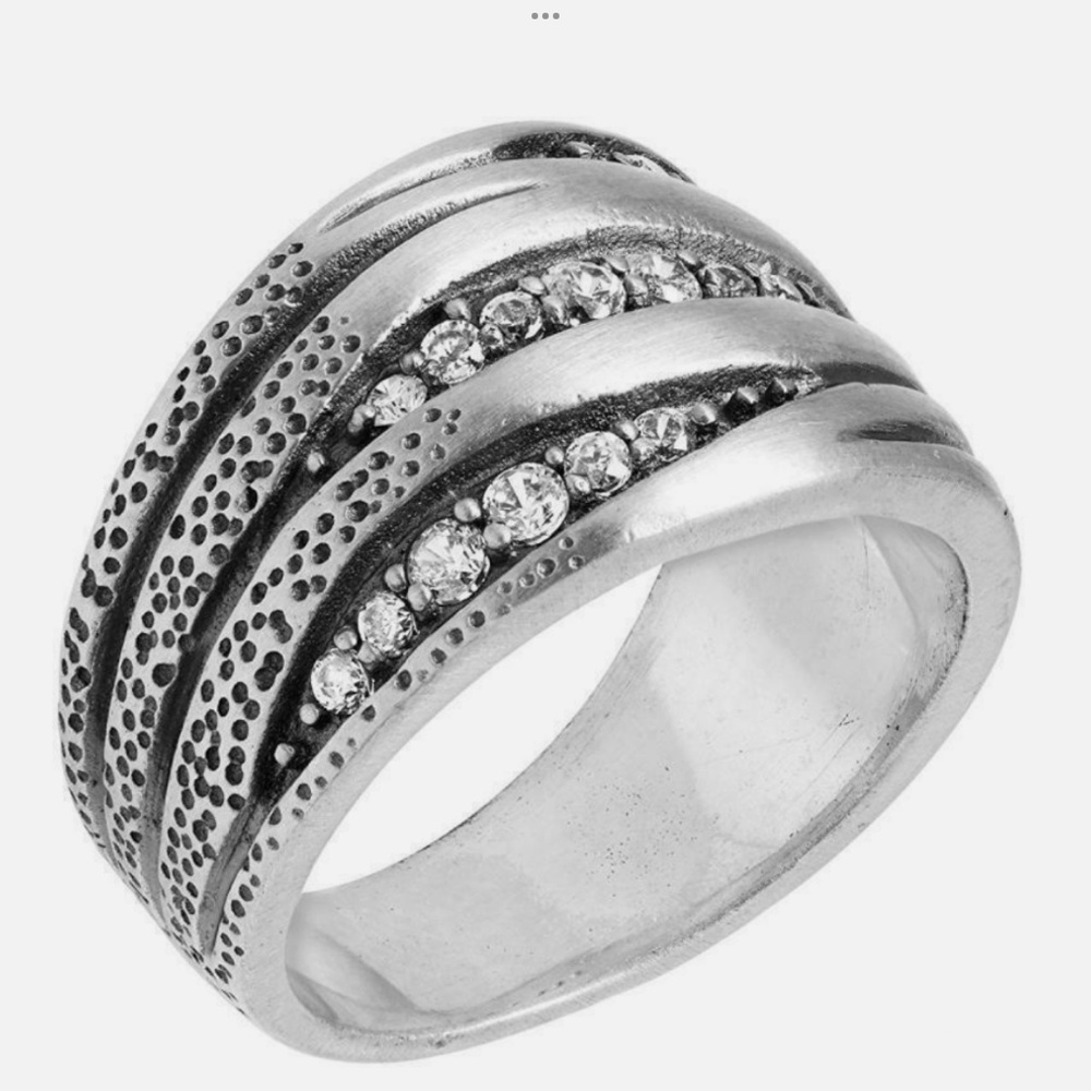 Silpada Organics Ring R2035 Sterling Silver Size 8 Cubic Zirconia CZ 925 Modern